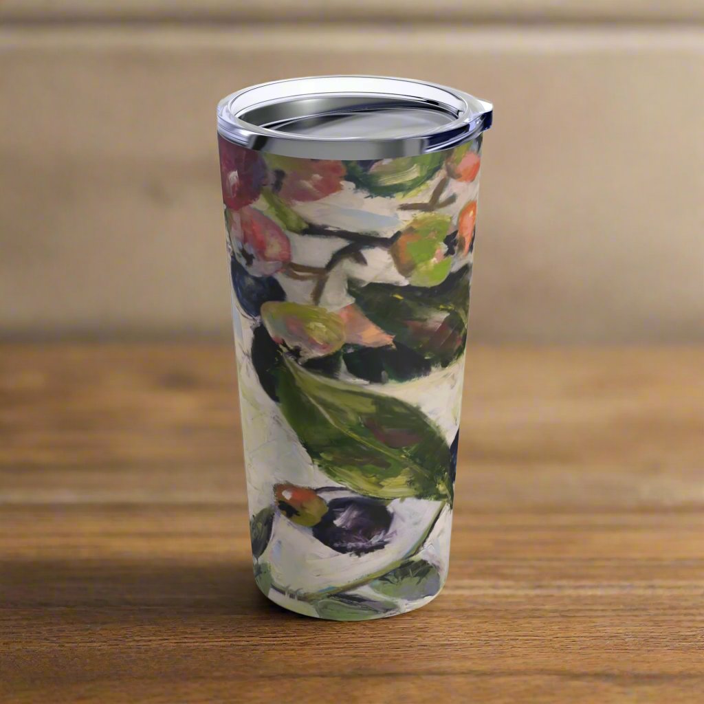 Tumbler 20oz "Luscious Blueberries" Oil Painting by Janet Hoard