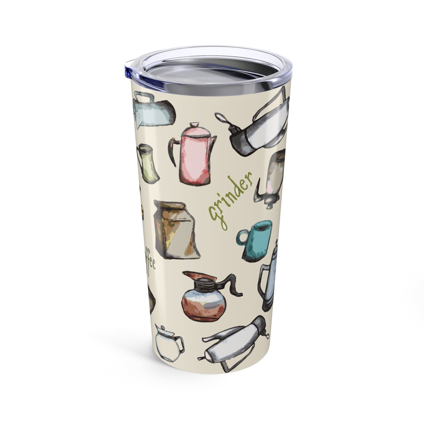 20oz Tumbler "Coffee Grinder" by Janet Hoard