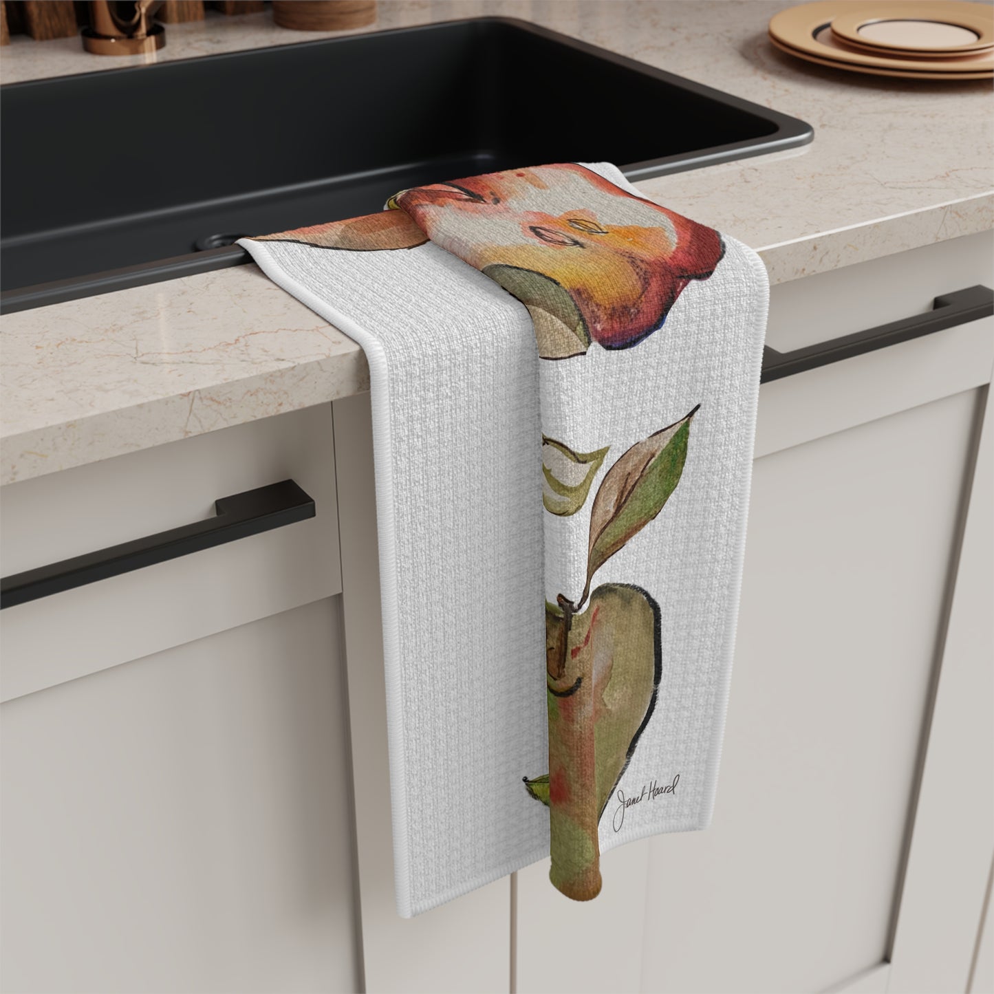 Kitchen Towel Microfiber "Watercolor Orchard" art by Janet Hoard