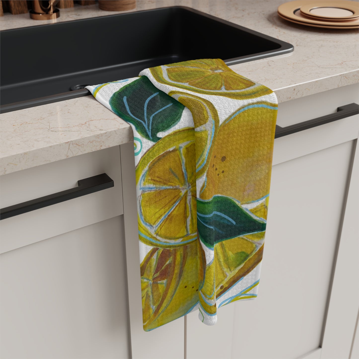 Kitchen Towel Microfiber "Lemons Galore" by Janet Hoard