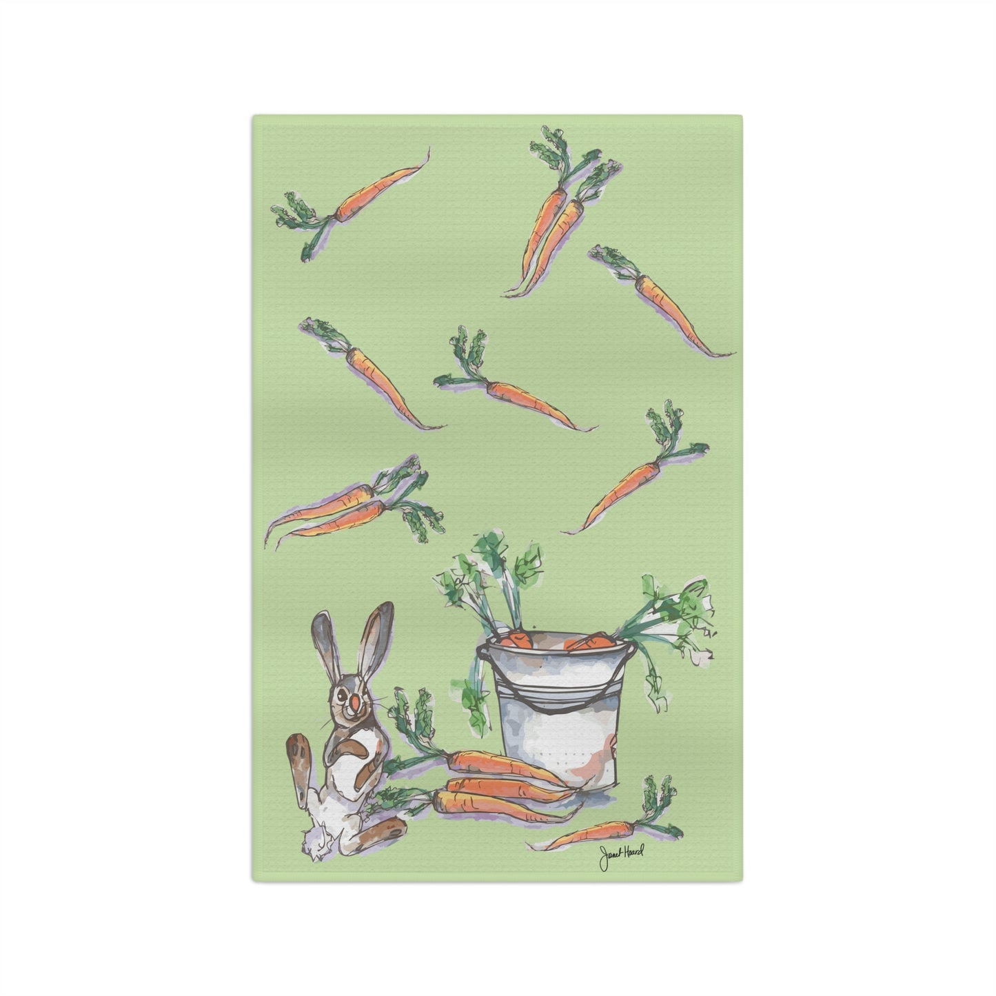 Tea Towel Microfiber "Rabbit Season" art by Janet Hoard
