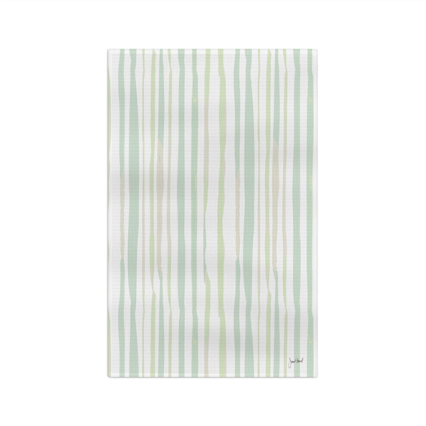 Kitchen Towel Microfiber "Muted Greens" art by Janet Hoard