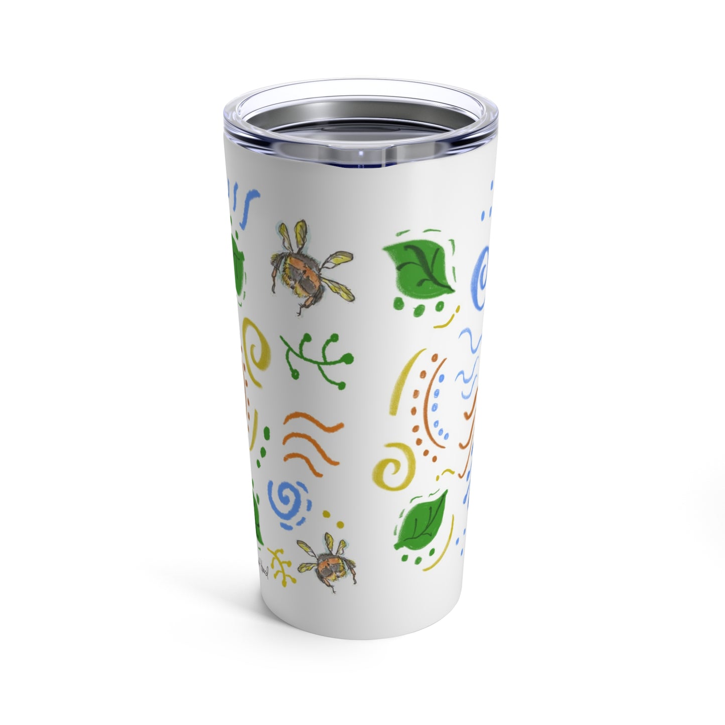 Tumbler 20oz "Hum of Bees" with handmade art by Janet Hoard