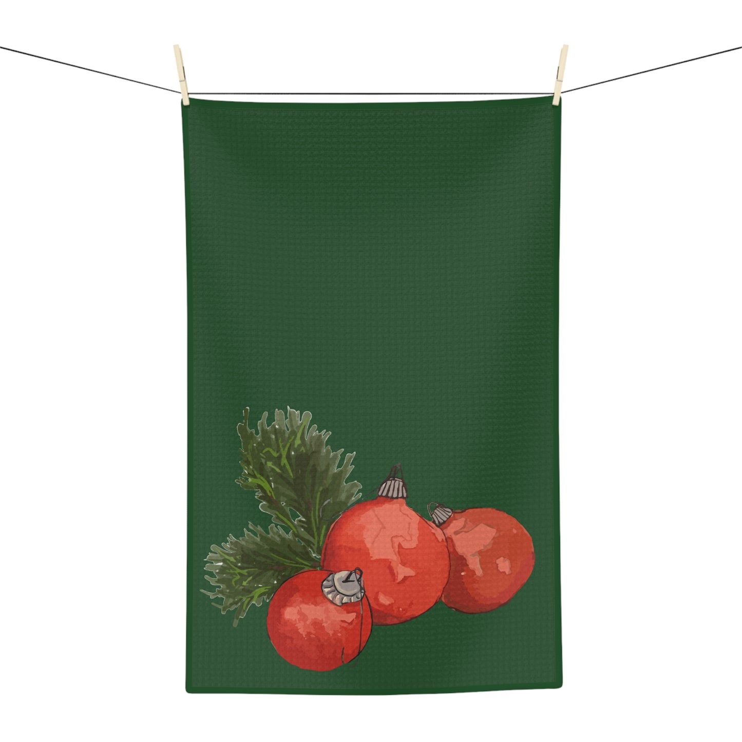 Tea Towel Microfiber "Red Ornaments" art by Janet Hoard