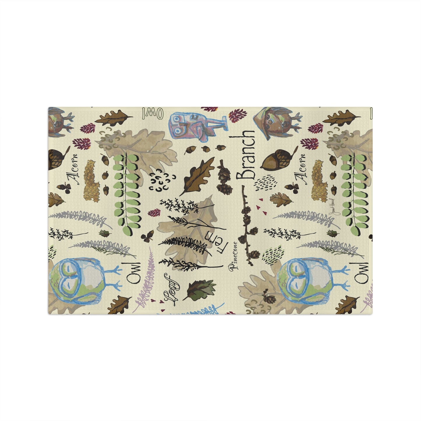 Tea Towel Microfiber "Hoot & Harvest" art by Janet Hoard