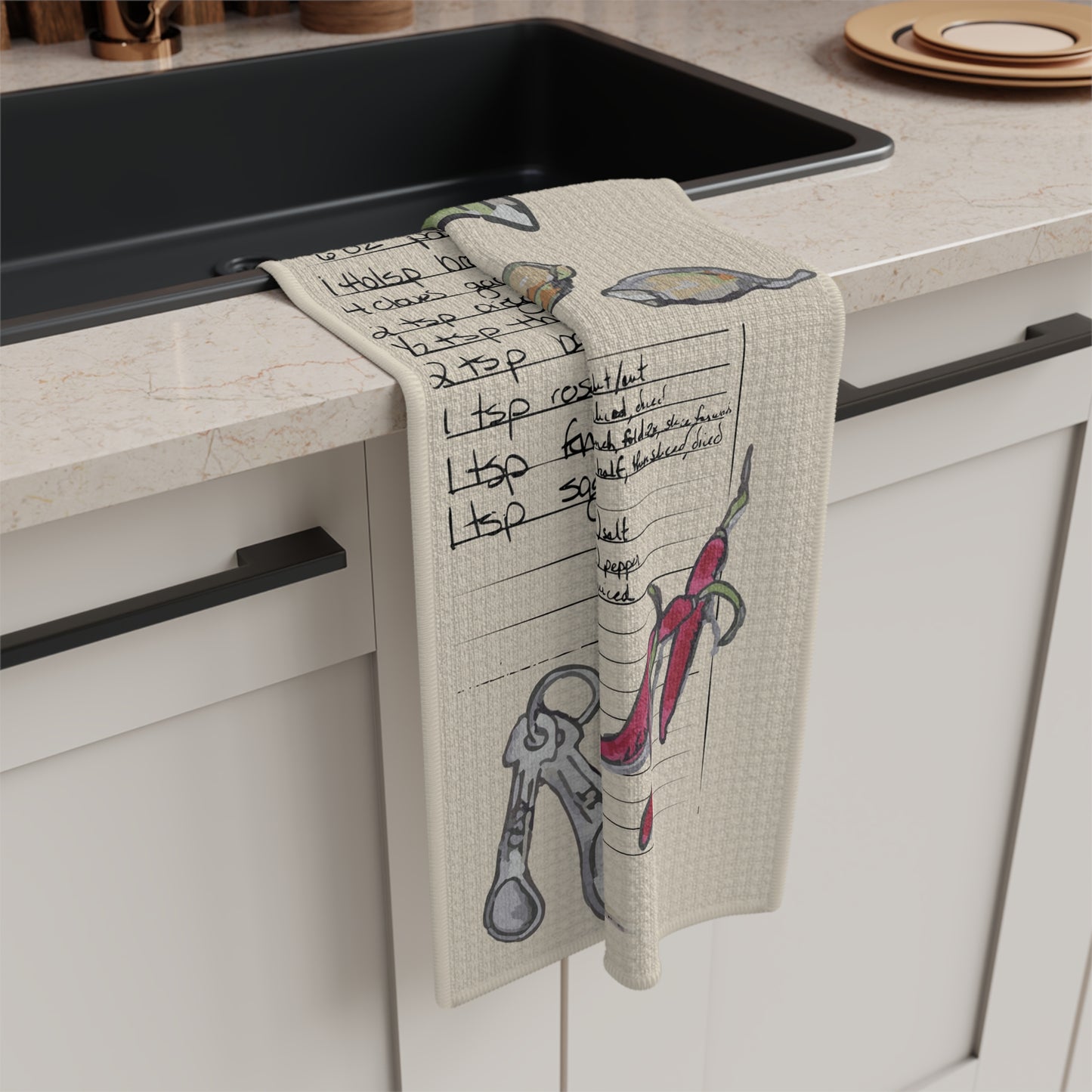 Kitchen Towel Microfiber "Deliciously Drawn, Perfectly Shared" by Janet Hoard