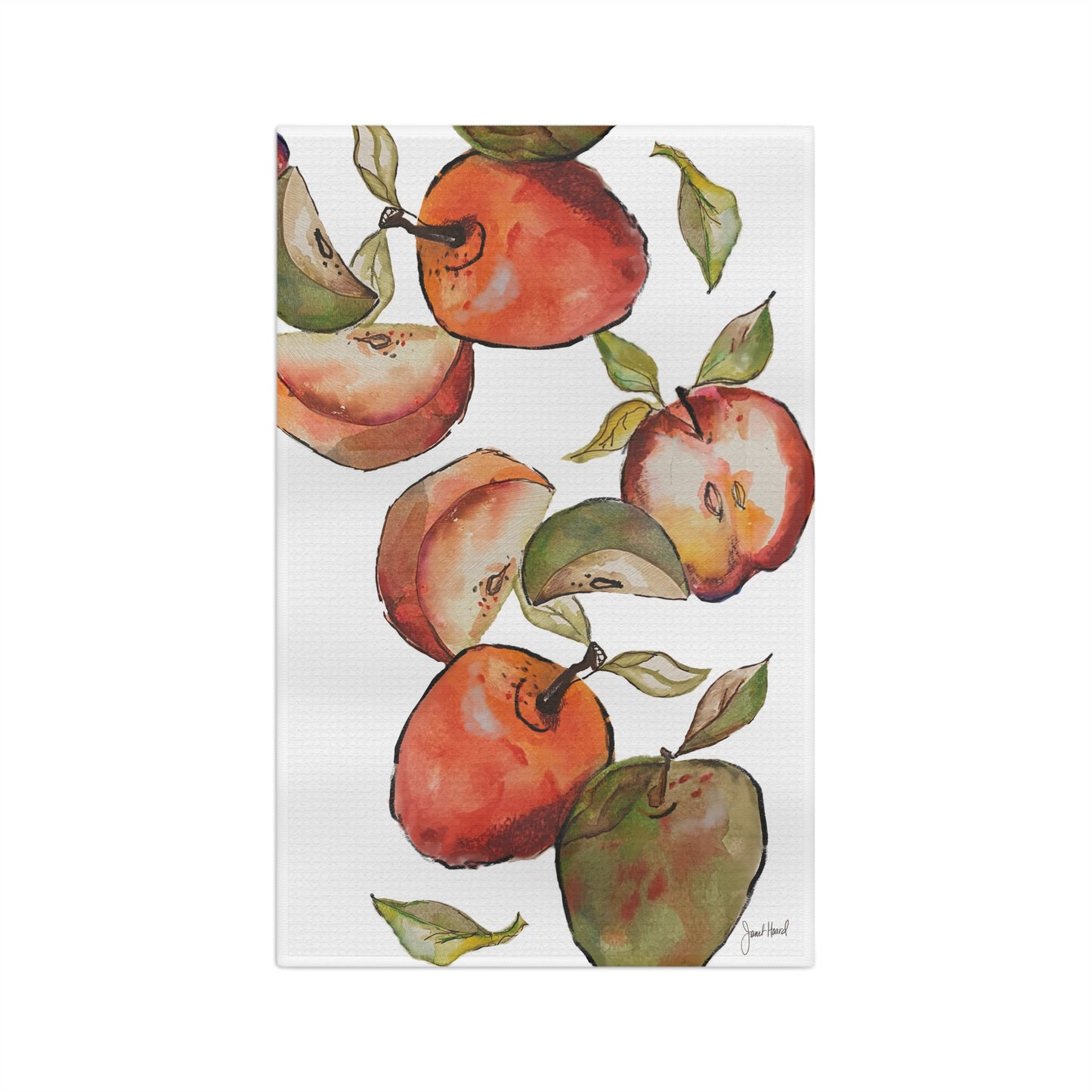 Kitchen Towel Microfiber "Watercolor Orchard" art by Janet Hoard