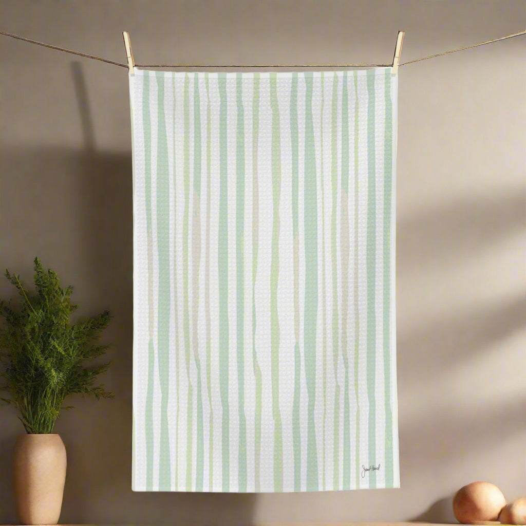 Kitchen Towel Microfiber "Muted Greens" art by Janet Hoard
