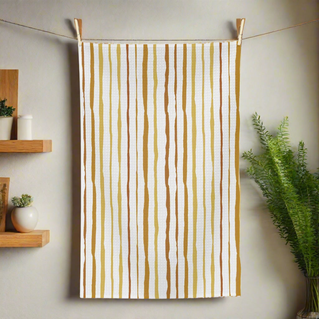 Kitchen Towel Microfiber "Golden Stripes" by Janet Hoard