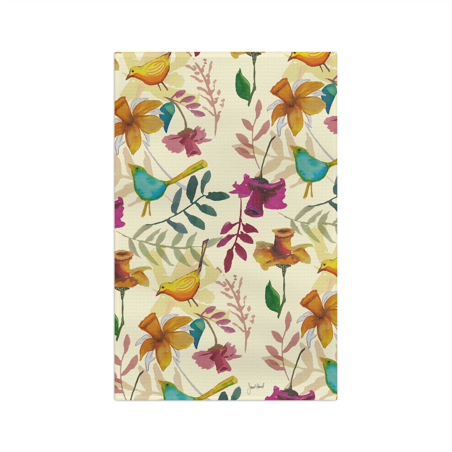 Kitchen Towel Microfiber "Feather & Bloom" art by Janet Hoard