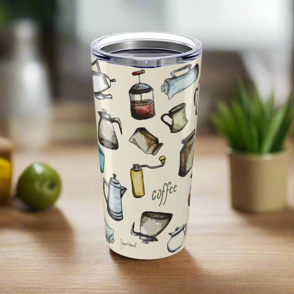 20oz Tumbler "Coffee Grinder" by Janet Hoard
