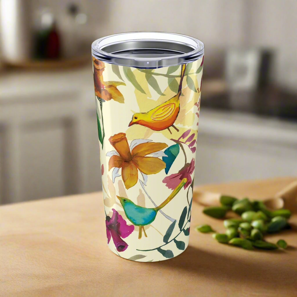 20oz Tumbler "Feather & Bloom" by Janet Hoard