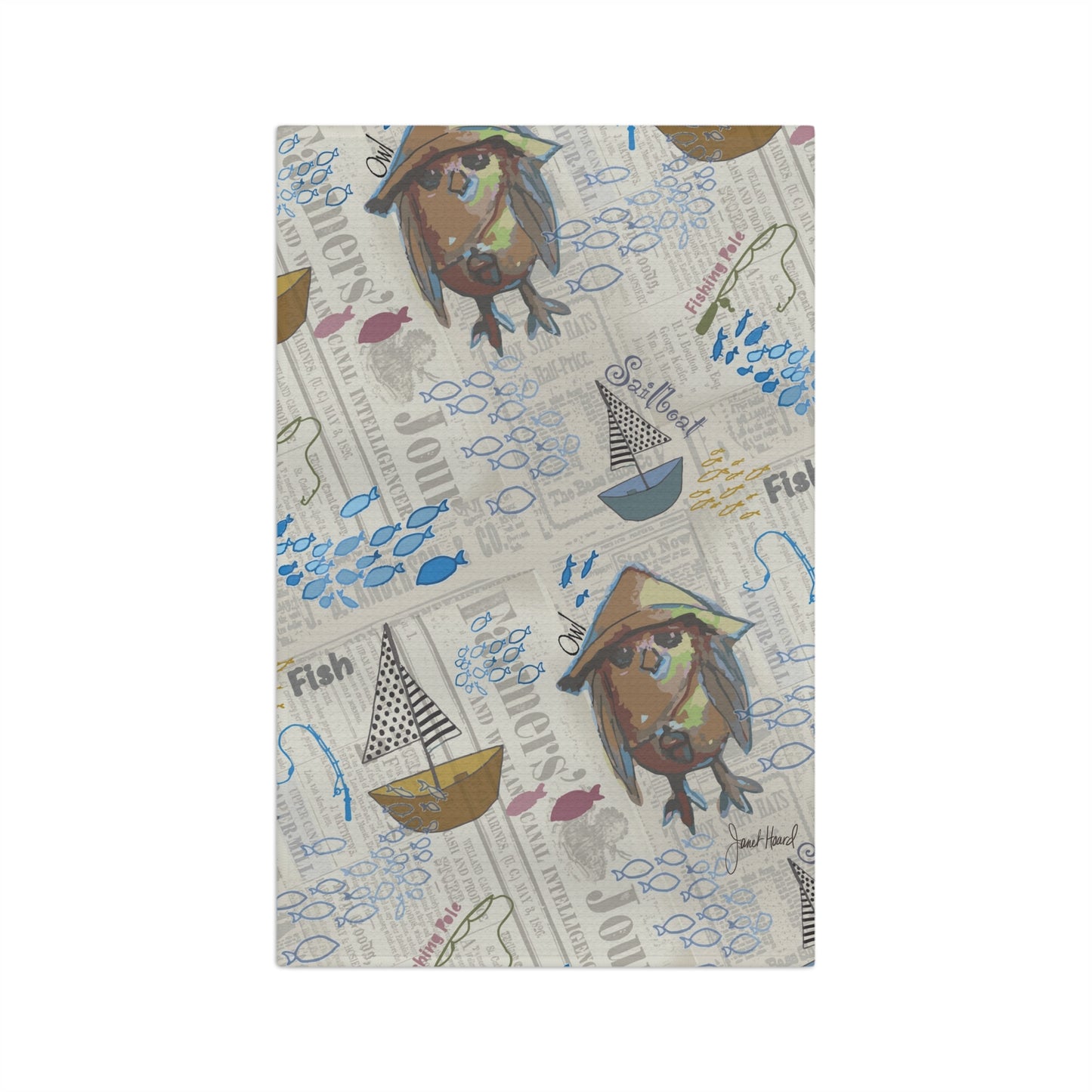 Kitchen Towel Microfiber "Sail Away" art by Janet Hoard