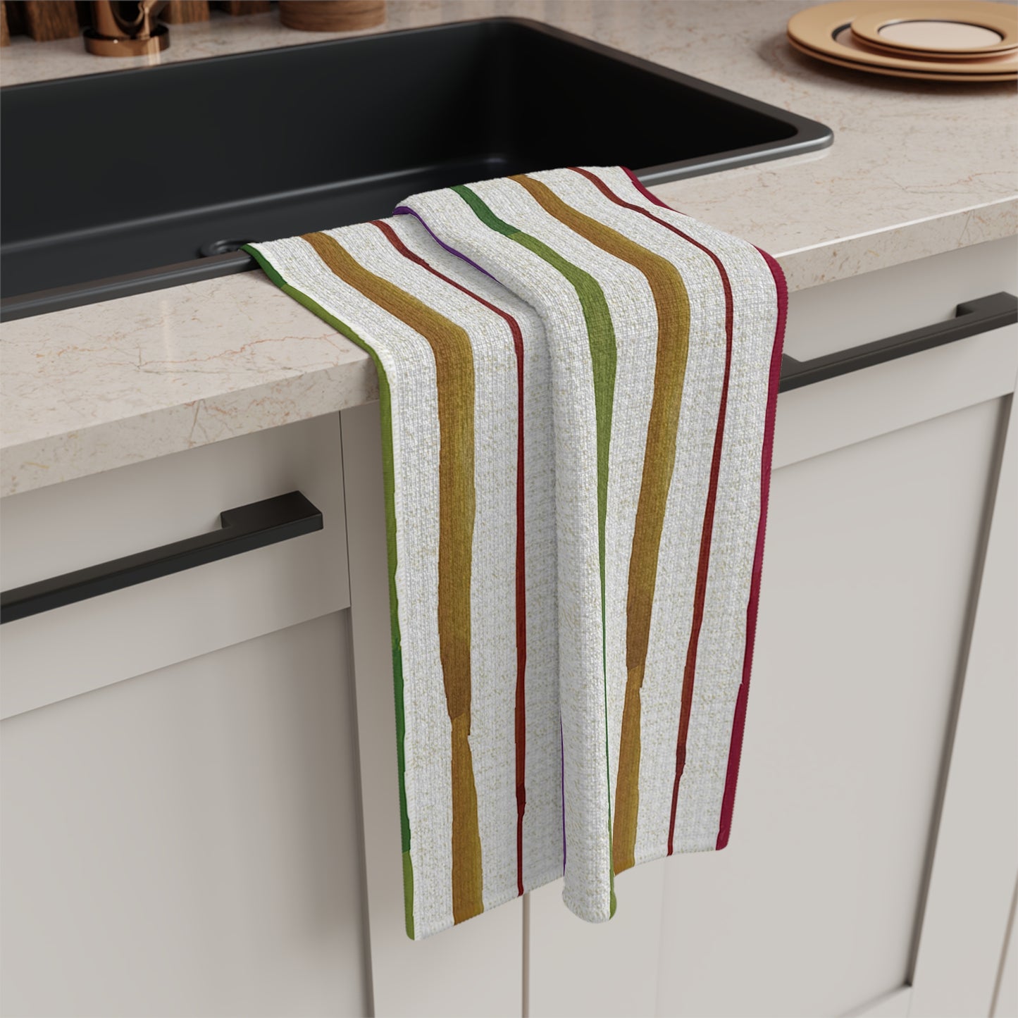 Kitchen Towel Microfiber "Rich Colored Stripes" by Janet Hoard