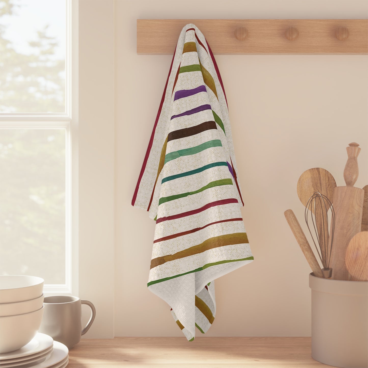 Kitchen Towel Microfiber "Rich Colored Stripes" by Janet Hoard