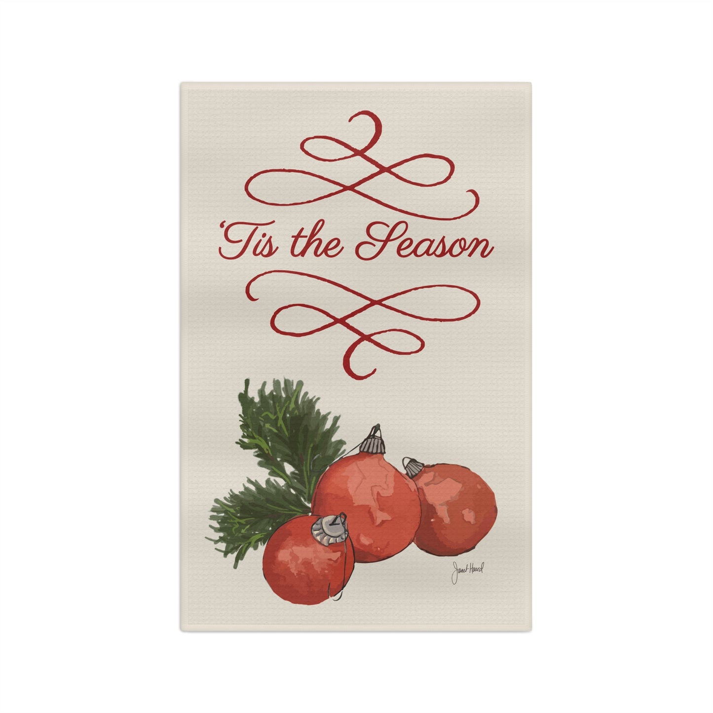 Tea Towel Microfiber "Tis The Season" art by Janet Hoard