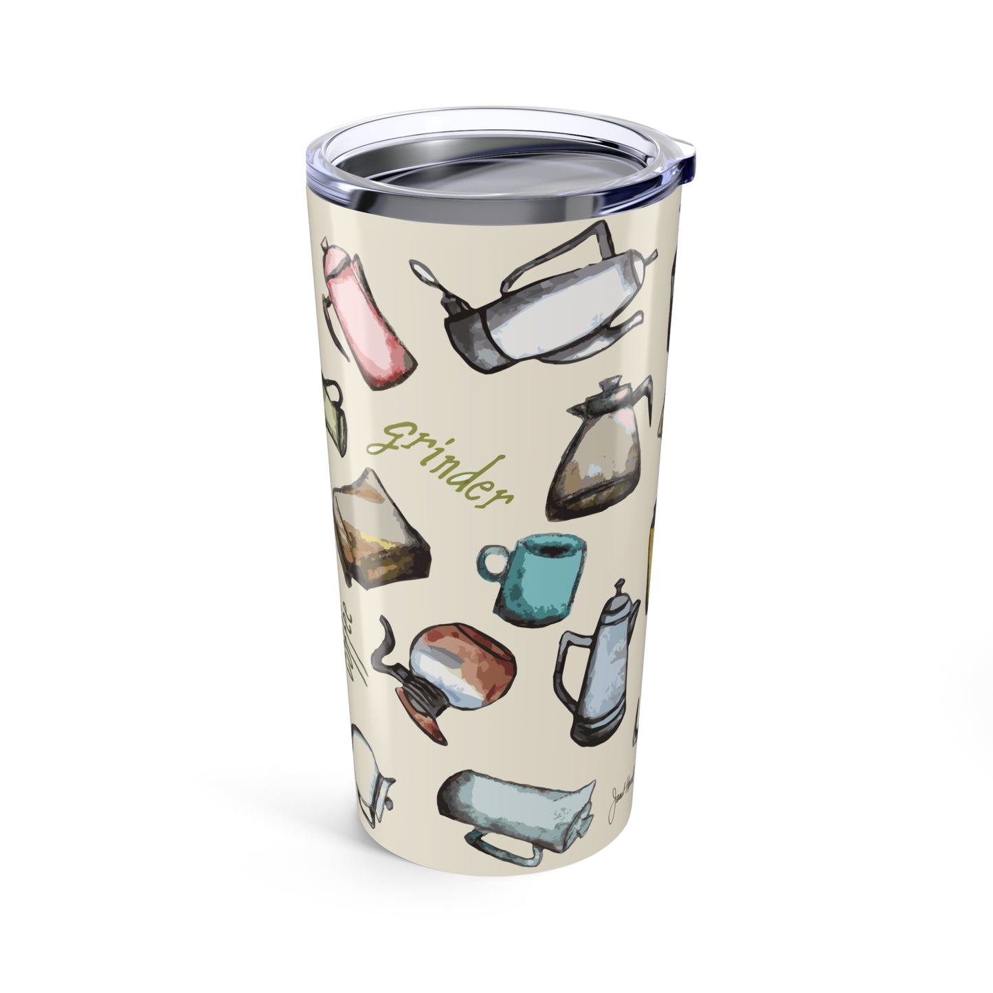20oz Tumbler "Coffee Grinder" by Janet Hoard
