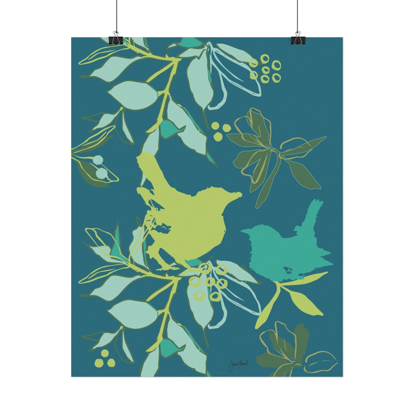 Canopy Lagoon Wall Art | Botanical Watercolor Leaf Print in Teal and Green