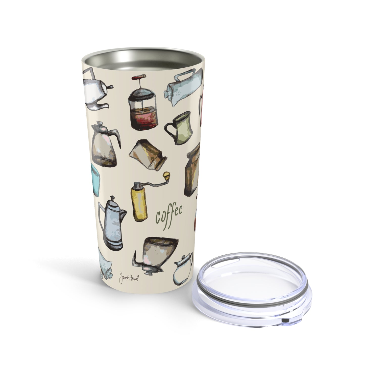 20oz Tumbler "Coffee Grinder" by Janet Hoard