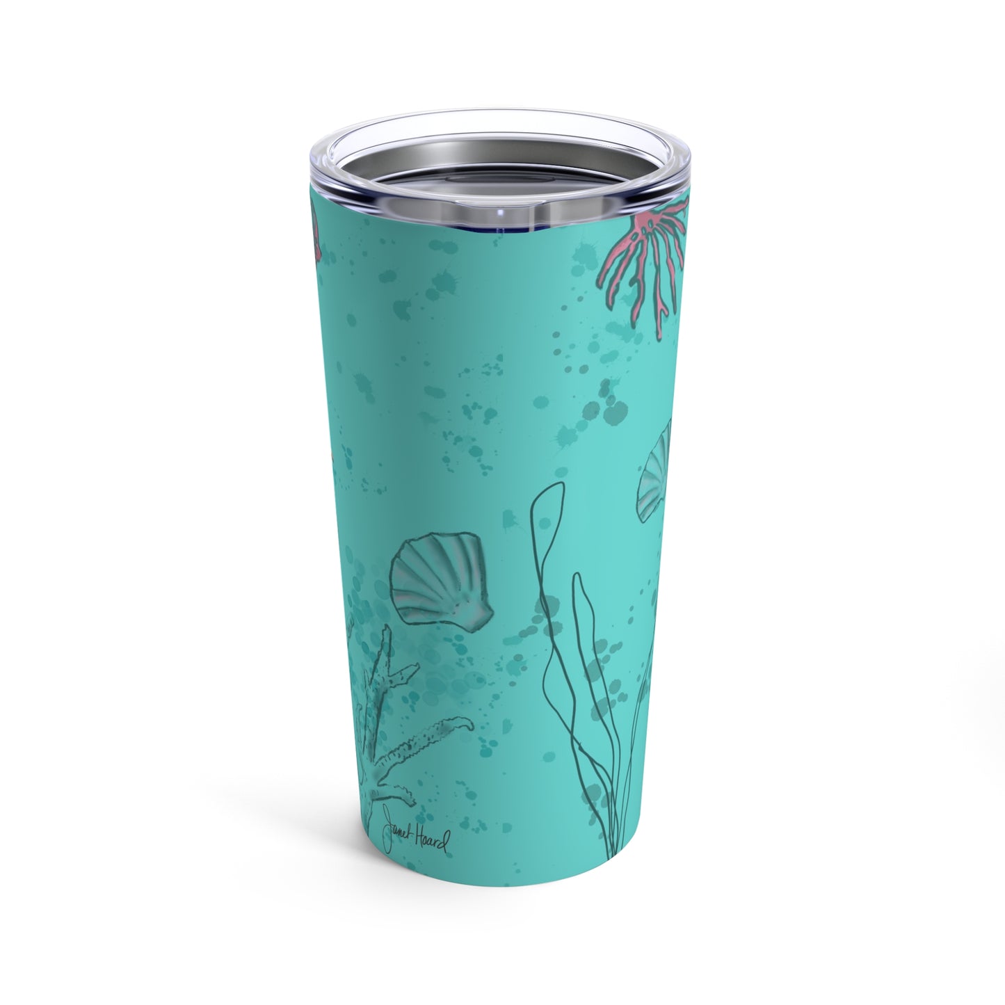 Tumbler 20oz "Whale Mother & baby" with handmade art by Janet Hoard