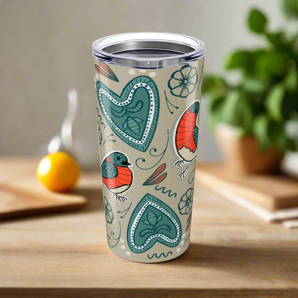 Tumbler 20oz "Rumbling Robins" by Janet Hoard