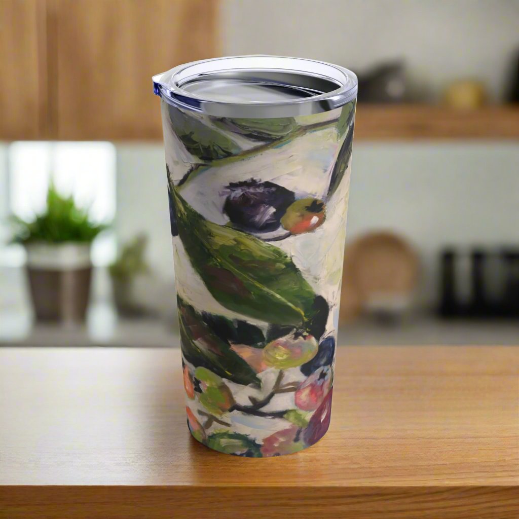 Tumbler 20oz "Luscious Blueberries" Oil Painting by Janet Hoard