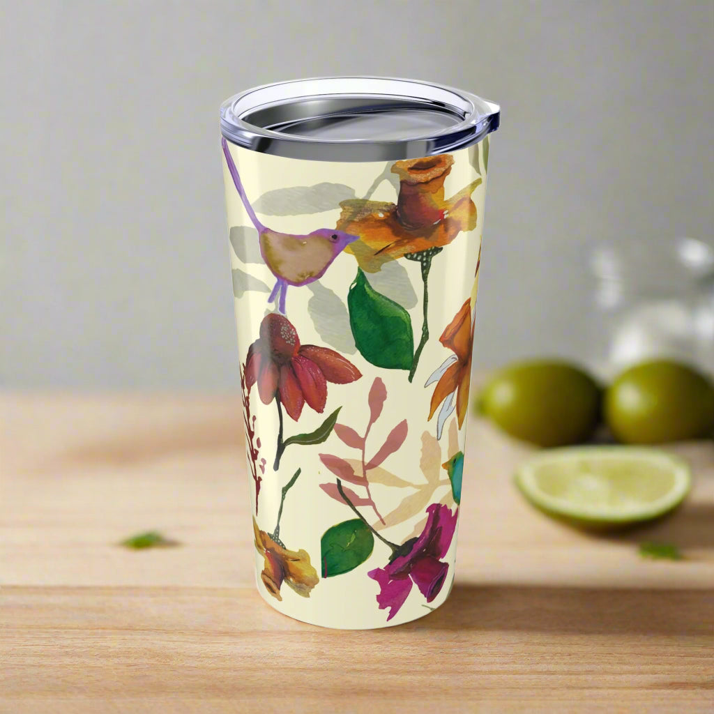 20oz Tumbler "Feather & Bloom" by Janet Hoard