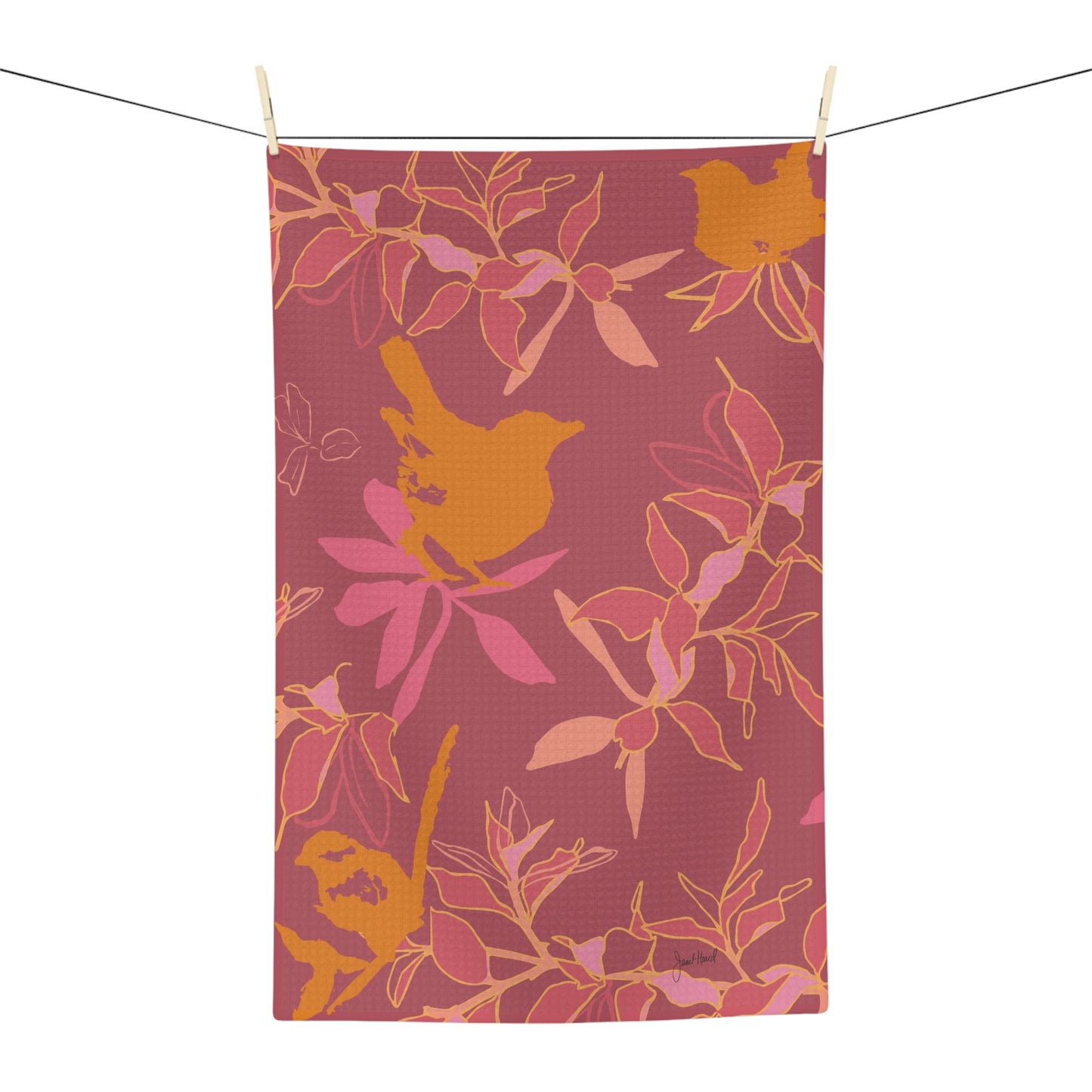 Canopy Coral Kitchen Towel | Tropical Floral Botanical Decor
