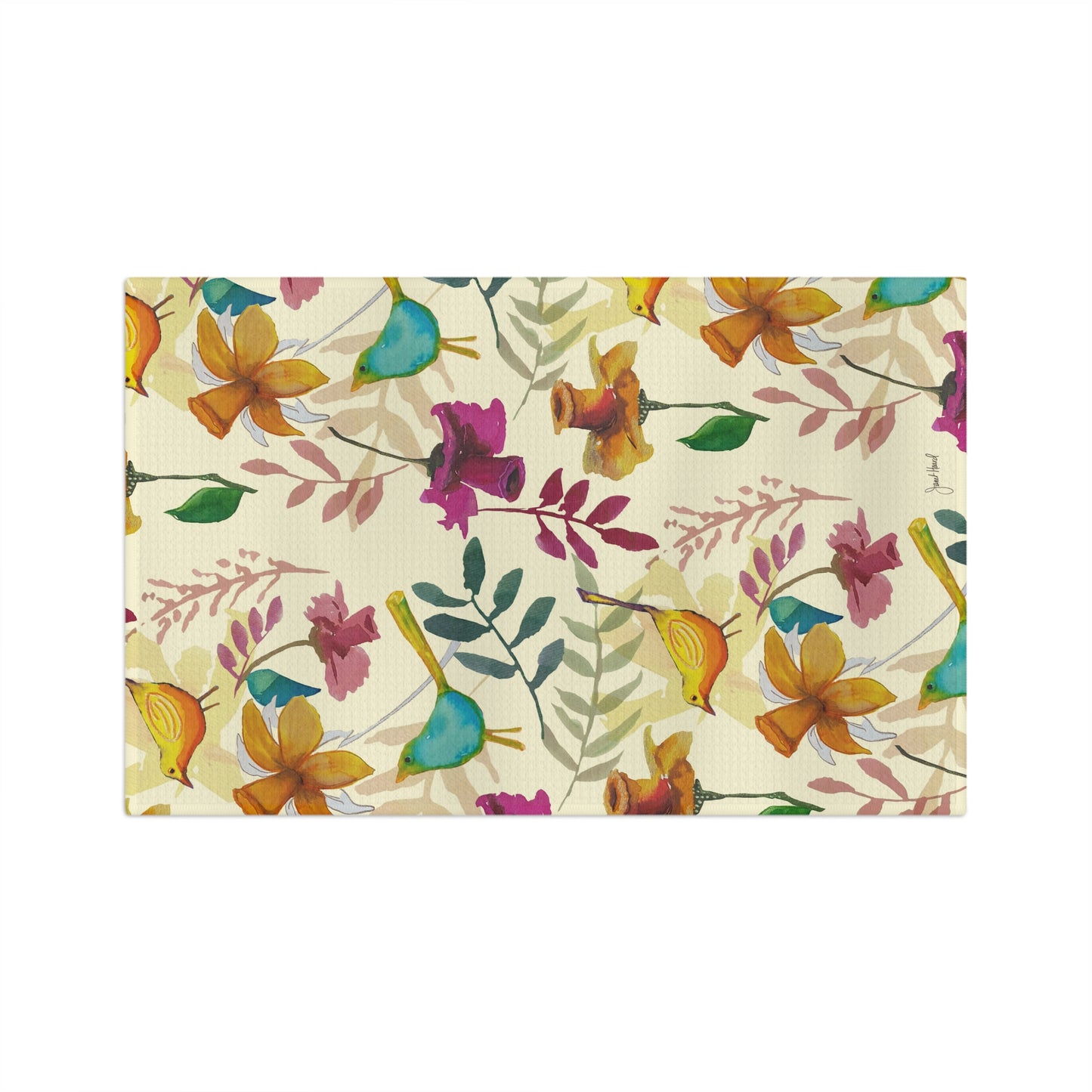 Kitchen Towel Microfiber "Feather & Bloom" art by Janet Hoard
