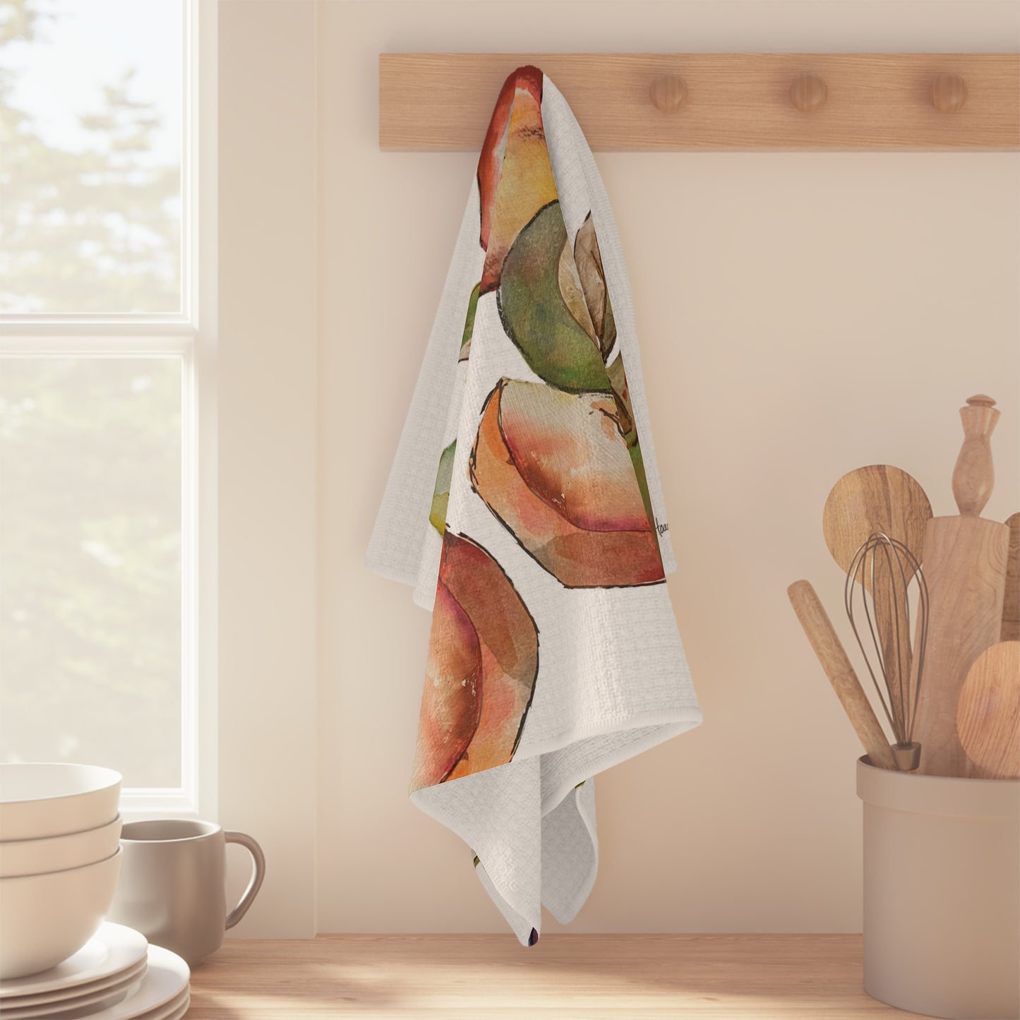 Kitchen Towel Microfiber "Watercolor Orchard" art by Janet Hoard