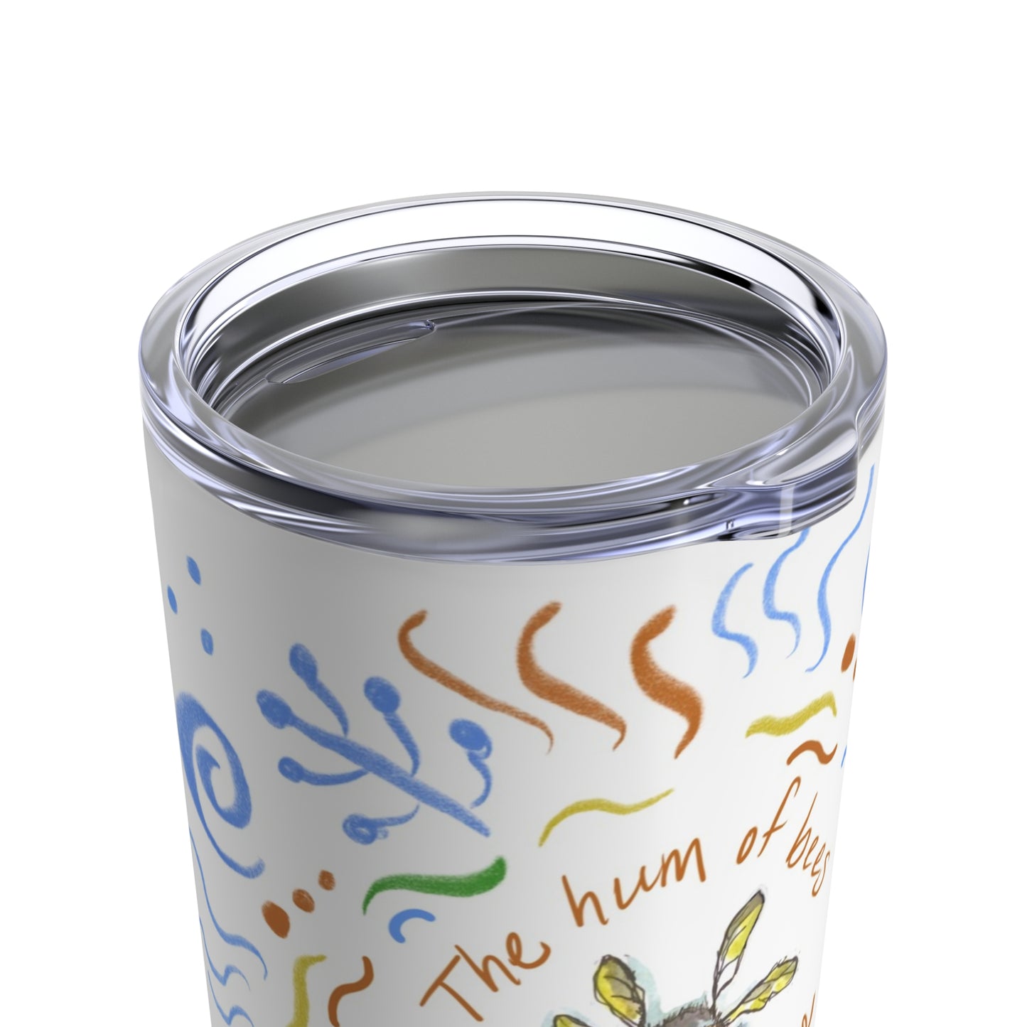 Tumbler 20oz "Hum of Bees" with handmade art by Janet Hoard