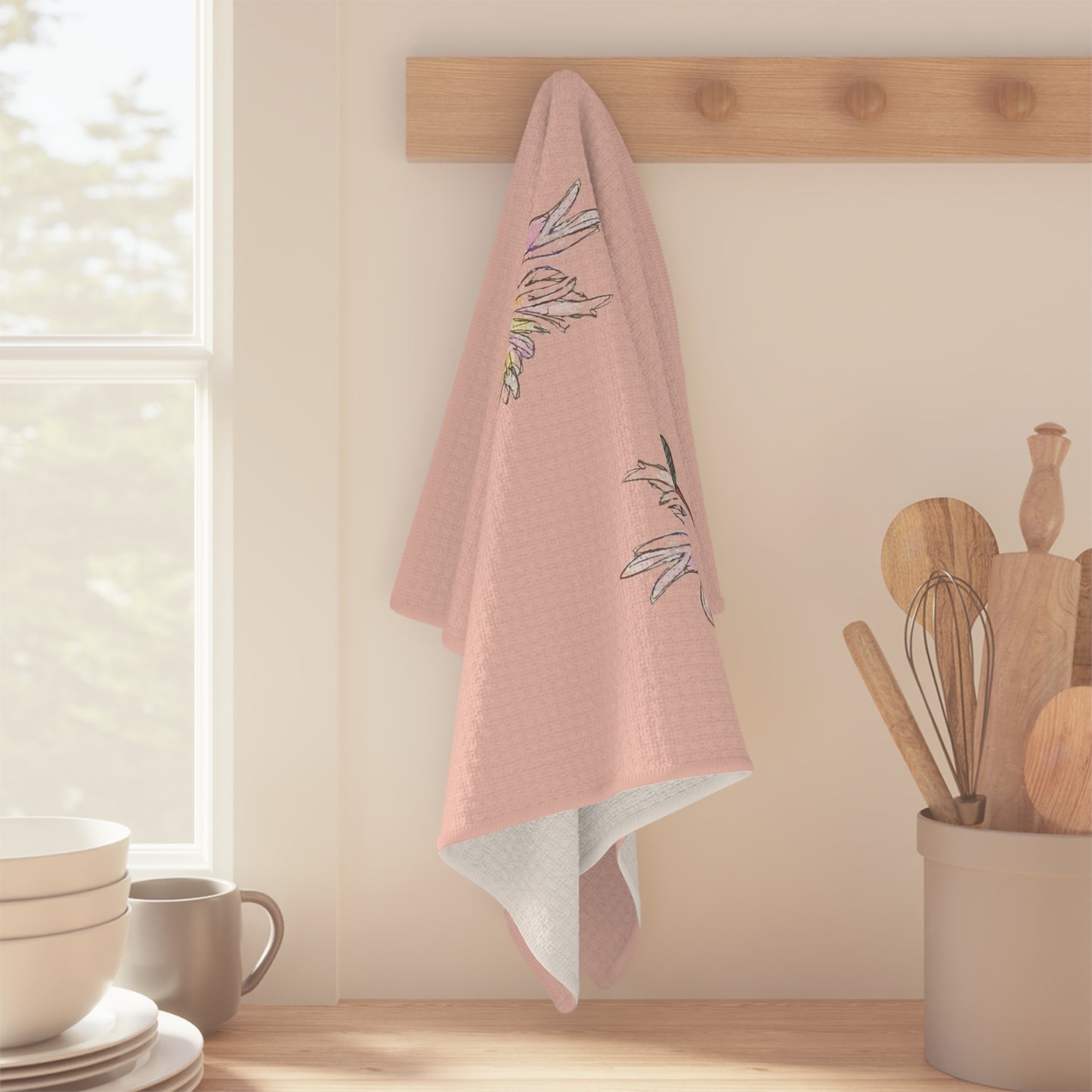 Tea Towel Microfiber "Salty Birds-Pink" art by Janet Hoard