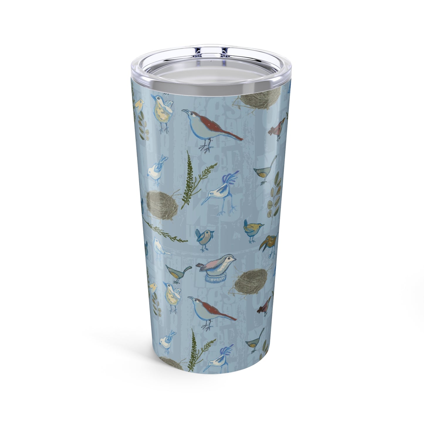 20oz Tumbler "Cackle of Birds-Blue" by Janet Hoard
