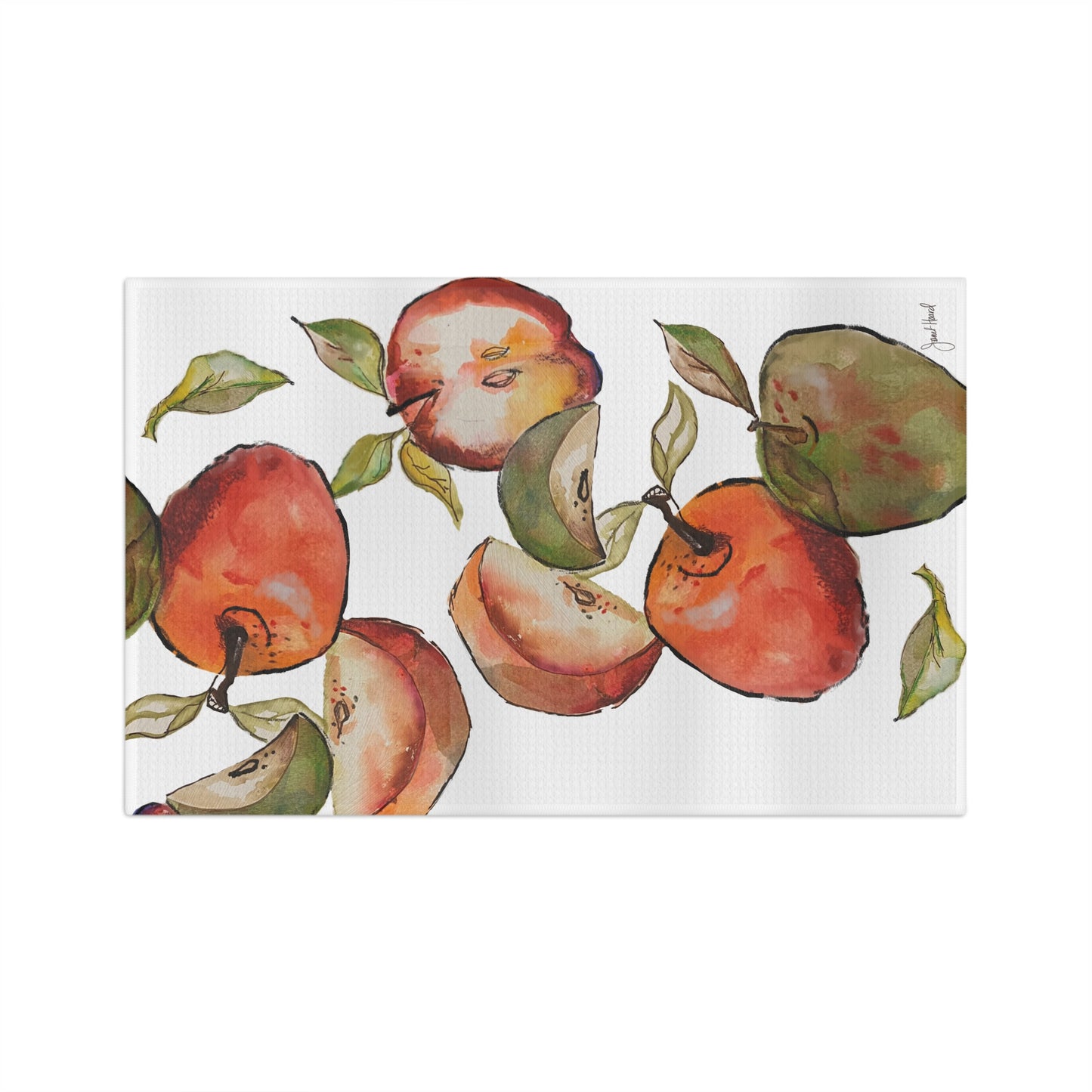 Kitchen Towel Microfiber "Watercolor Orchard" art by Janet Hoard