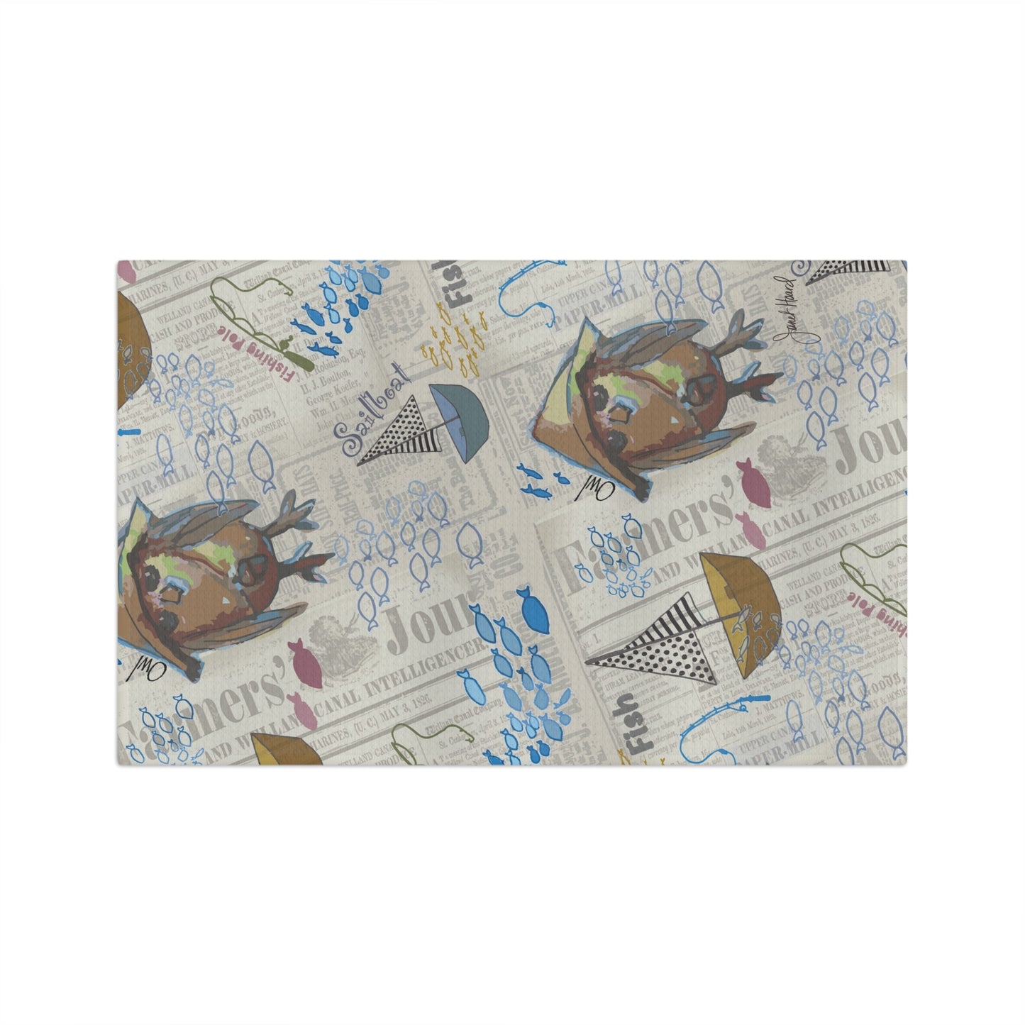 Kitchen Towel Microfiber "Sail Away" art by Janet Hoard