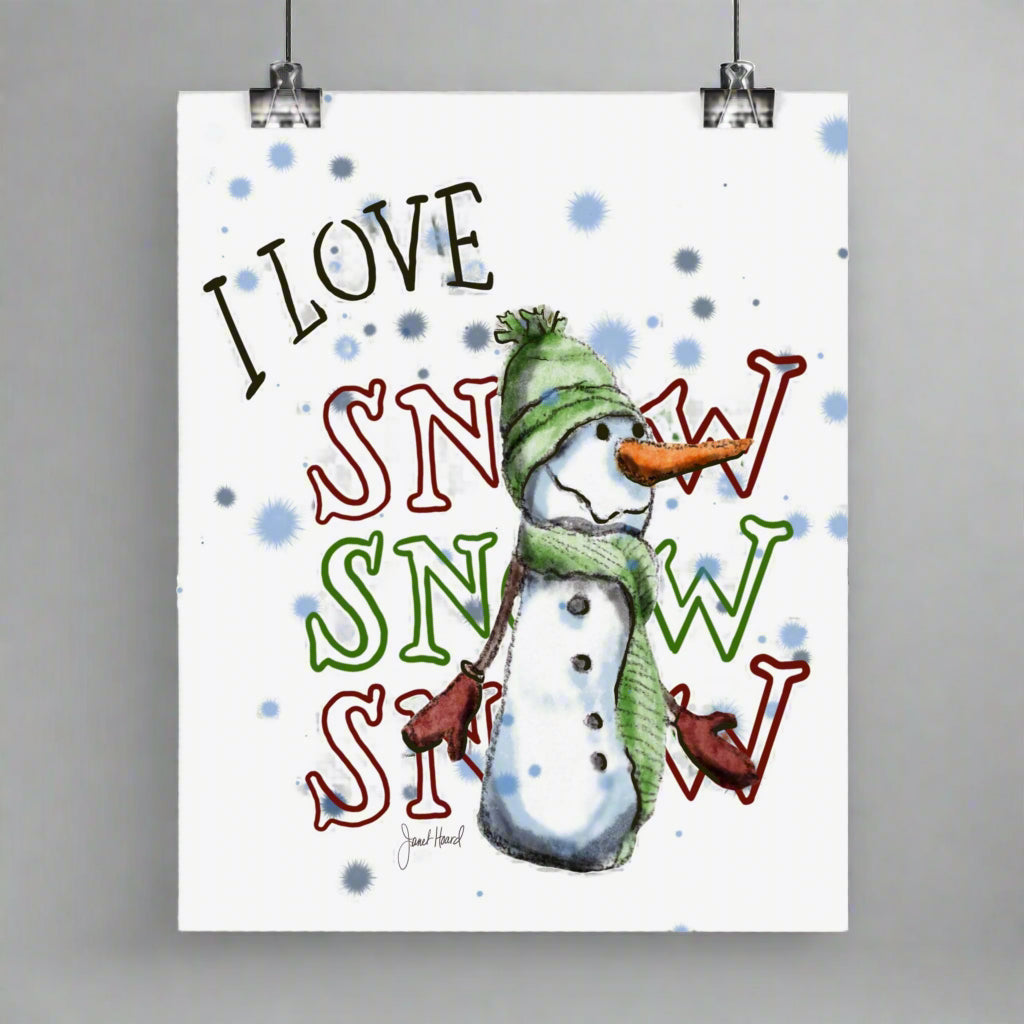 Poster "I Love Snow Snow Snow" art by Janet Hoard