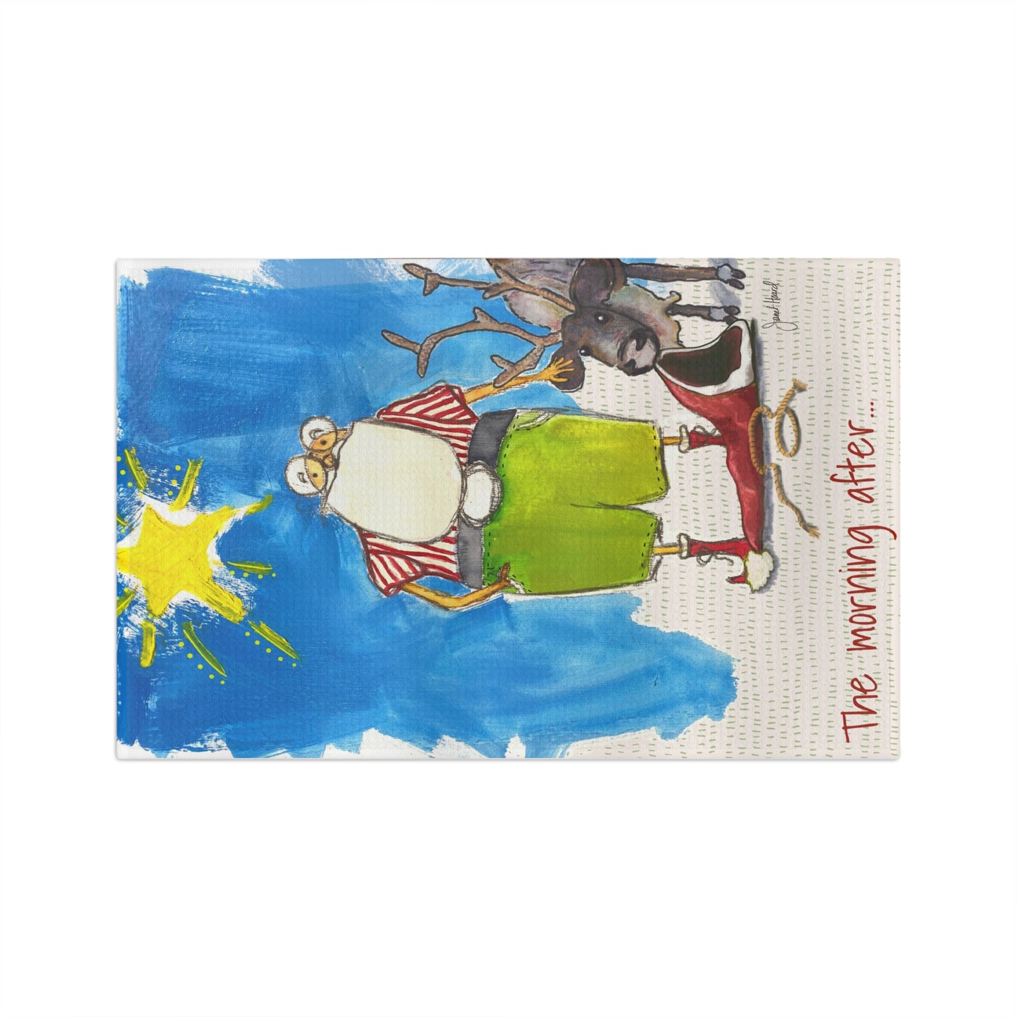 Kitchen Towel "The Morning After...... Santa" art by Janet Hoard