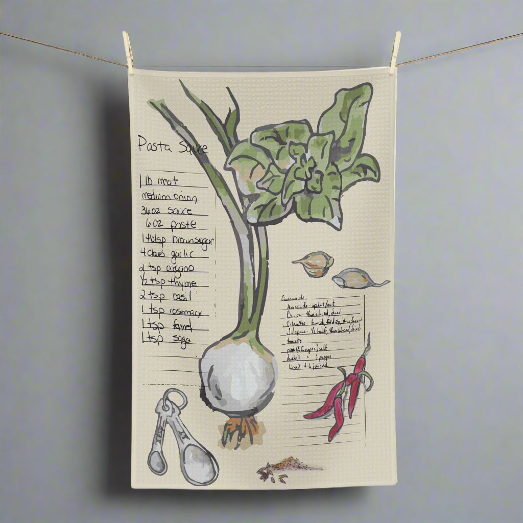 Kitchen Towel Microfiber "Deliciously Drawn, Perfectly Shared" by Janet Hoard