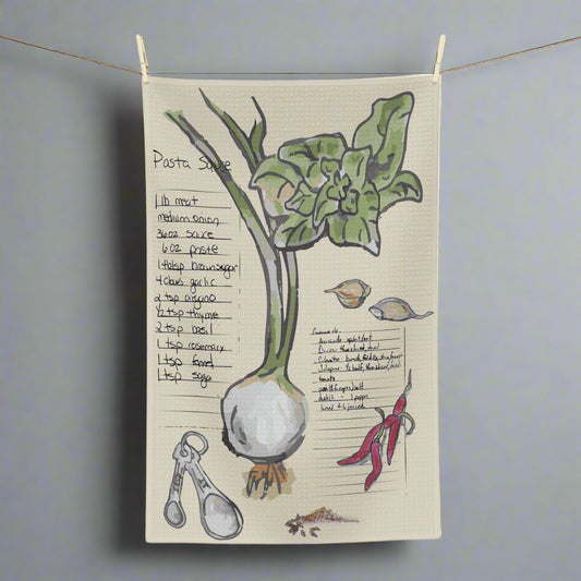 Kitchen Towel Microfiber "Deliciously Drawn, Perfectly Shared" by Janet Hoard
