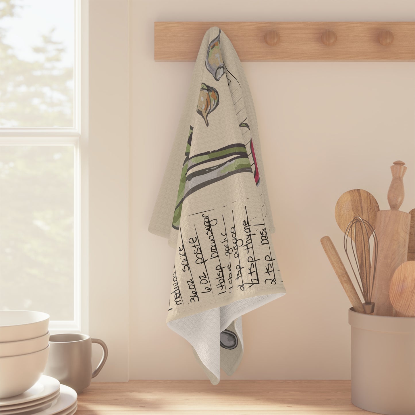 Kitchen Towel Microfiber "Deliciously Drawn, Perfectly Shared" by Janet Hoard