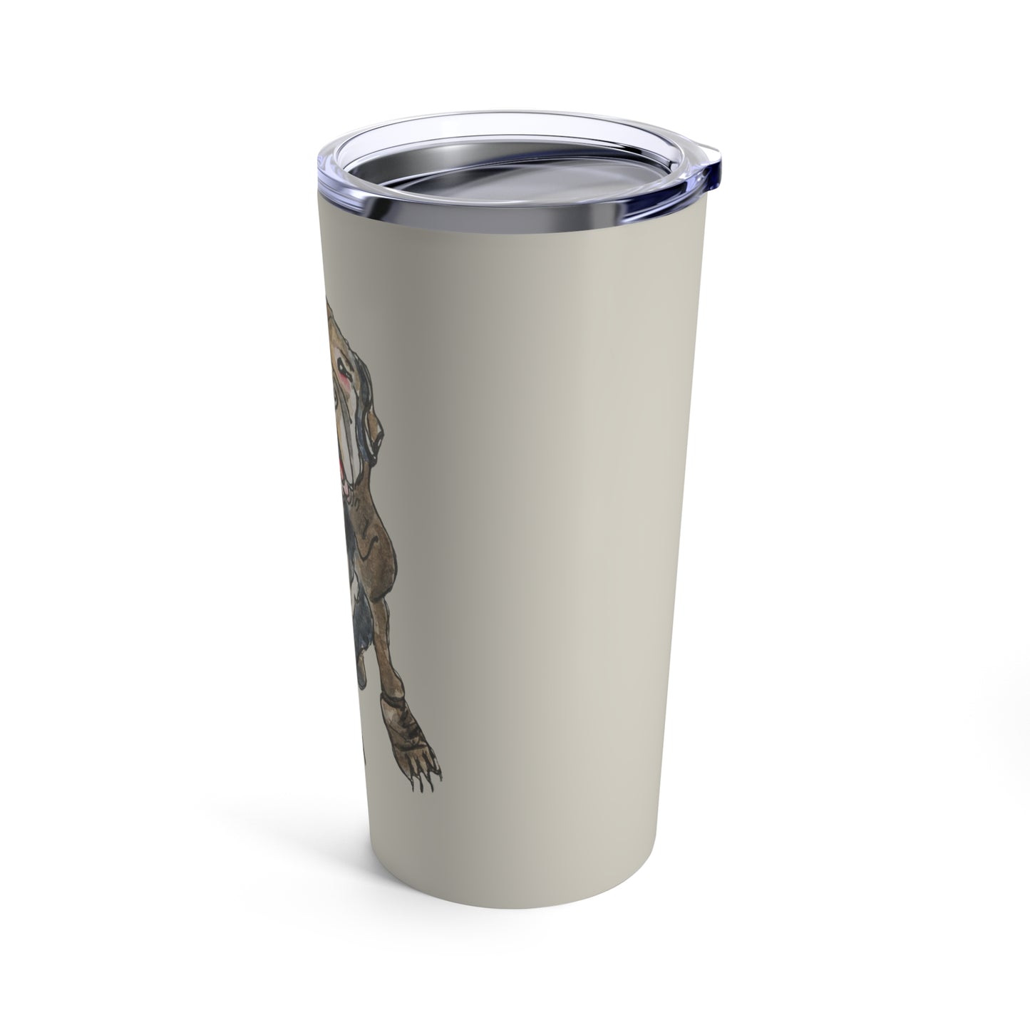 Tan Tumbler 20oz  "They Say I'm Droopy..." by Janet Hoard