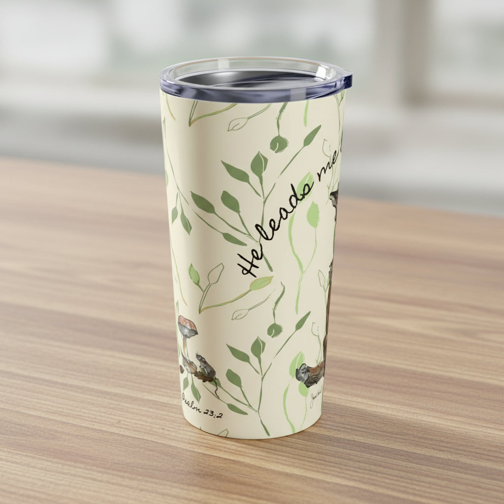 Fox Tumbler – Psalm 23:2 Stainless Steel Cup | Woodland Nature Design