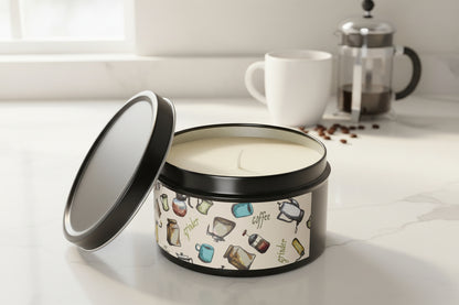 Coffee Scented Tin Candle | Coffee Grinder Art | Cozy Kitchen Decor