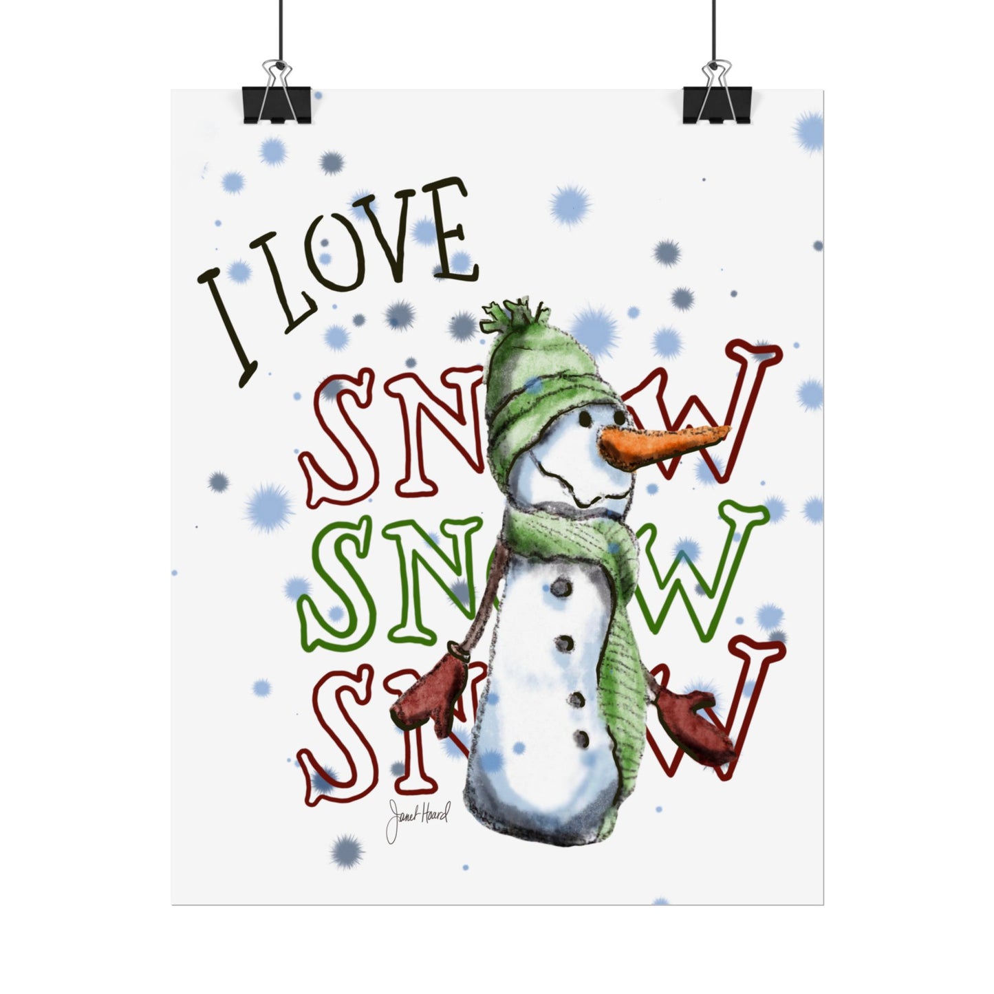 Poster "I Love Snow Snow Snow" art by Janet Hoard