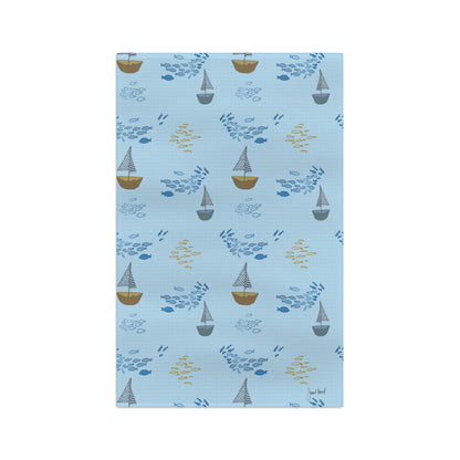 Sailboat Kitchen Towel | Coastal Blue Nautical Decor