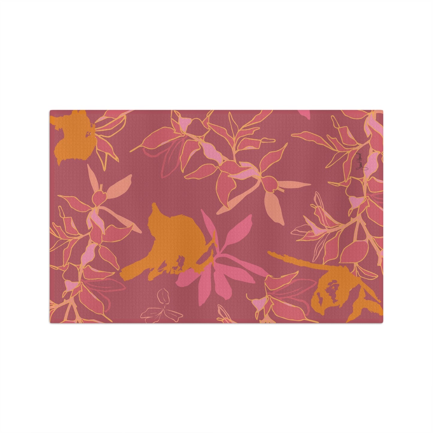 Canopy Coral Kitchen Towel | Tropical Floral Botanical Decor
