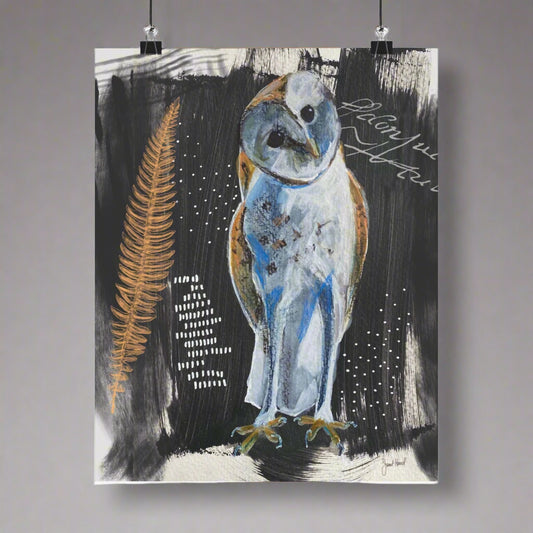 Poster "Opulent Owl" art by Janet Hoard