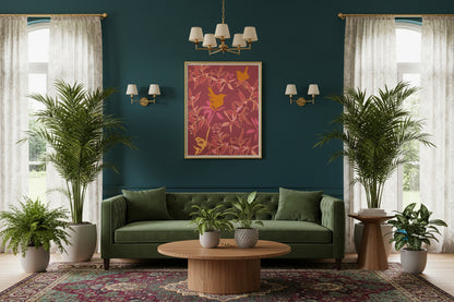 Canopy Coral Wall Art | Warm Tropical Botanical Watercolor Print