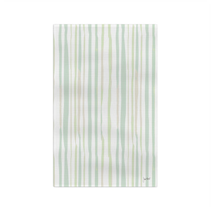 Green Stripe Kitchen Towel | Muted Greens Microfiber