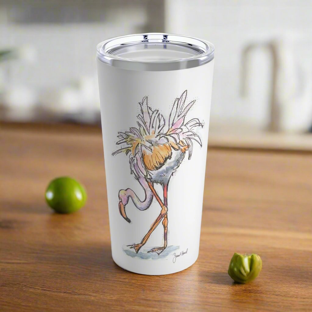 Tumbler 20oz "Flamingo" art by Janet Hoard